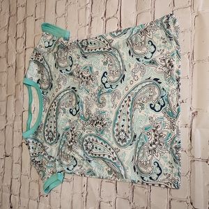 Medium LuLaRoe Liv short sleeve tee white with green and black floral design